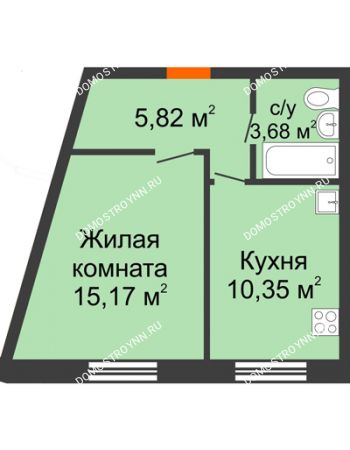 1 комнатная квартира 35,02 м² - ЖК Советский