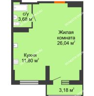 Студия 43,11 м², ЖК Орбита - планировка