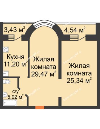 2 комнатная квартира 79,9 м² - ЖК На Владимирской