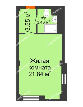 Студия 28,85 м² - Апартаменты Бирюза в Гордеевке