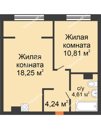 2 комнатная квартира 37,91 м² в ЖК Европейский берег, дом ГП-9 "Дом Монако"