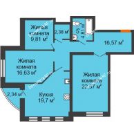 3 комнатная квартира 93,17 м² в ЖК Вознесенский, дом 2 этап - планировка