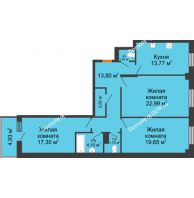 3 комнатная квартира 98,68 м² в ЖК Сокол на Оганова, дом Литер 2 - планировка