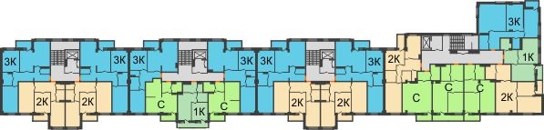 Планировка 4 этажа в доме № 6 в ЖК Дом с террасами