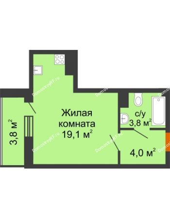 Студия 28,8 м² в ЖК Самолет, дом 4 очередь - Литер 22