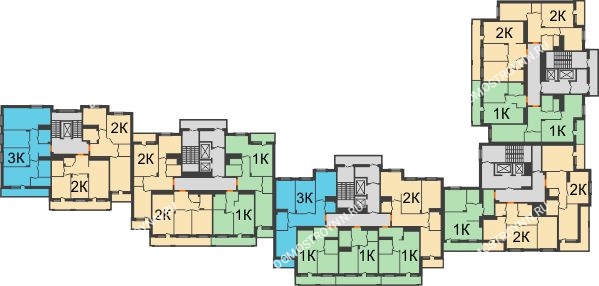 Планировка 9 этажа в доме № 1 в ЖК Корица