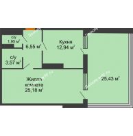 1 комнатная квартира 57,82 м², ЖК Гран-При - планировка