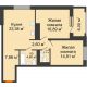 2 комнатная квартира 78,35 м², ЖК Пешков - планировка