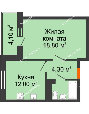 1 комнатная квартира 41,2 м² в ЖК Я, дом  Литер 2