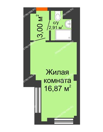 Студия 22,78 м² - Апартаменты Бирюза в Гордеевке