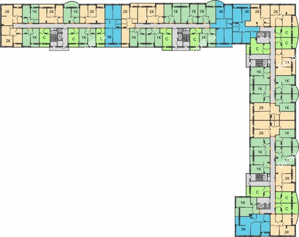 Планировка 3 этажа в доме 4 очередь - Литер 22 в ЖК Самолет