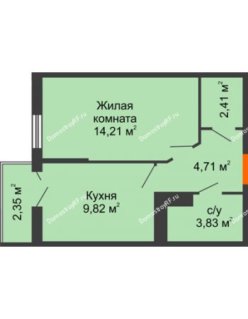 1 комнатная квартира 35,68 м² в ЖК Семейный парк, дом Литер 2