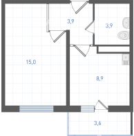 1 комнатная квартира 32,7 м² в ЖК Левенцовка парк, дом Корпус 8-12.1 - планировка