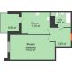 1 комнатная квартира 47,4 м² в ЖК Квартет, дом Литер 2 - планировка