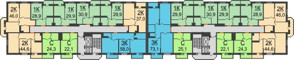 Планировка 3 этажа в доме Литер 3 в ЖК Южный Берег