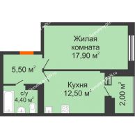1 комнатная квартира 42 м² в ЖК Вересаево, дом Литер 16/1 - планировка