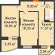2 комнатная квартира 63,53 м² в ЖК Россинский парк, дом Литер 2 - планировка