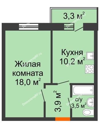 1 комнатная квартира 36,6 м² в ЖК Оазис 2, дом Литер 6