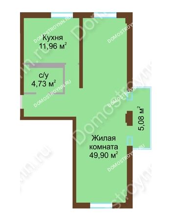 1 комнатная квартира 68,11 м² в ЖК Дом с террасами, дом № 1