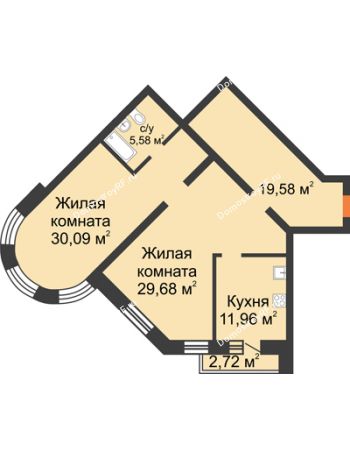 2 комнатная квартира 100,5 м² - ЖК На Владимирской