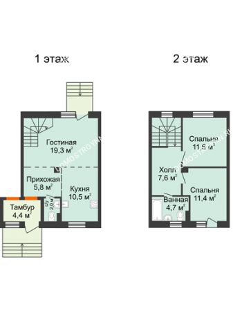 3 комнатная квартира 72,9 м² в КП Ждановский, дом № 1