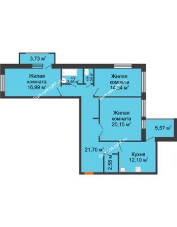 3 комнатная квартира 97,74 м² - КД Преображенский Двор