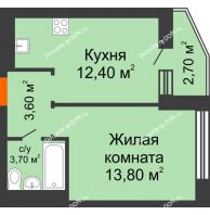 1 комнатная квартира 34,9 м² в ЖК 5 Элемент (Пятый Элемент), дом Корпус 5-7 (Монолит) - планировка