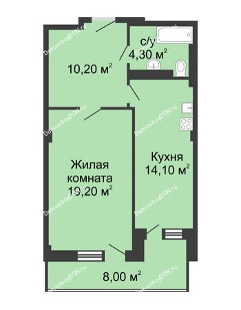 1 комнатная квартира 51,8 м² - ЖК Дом на Береговой