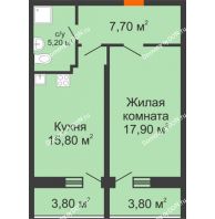 1 комнатная квартира 50 м² в ЖК Звезда Столицы, дом литер 6 - планировка