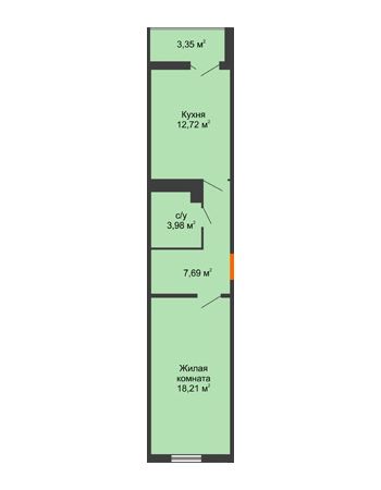 1 комнатная квартира 45,97 м² в ЖК Семейный парк, дом Литер 2