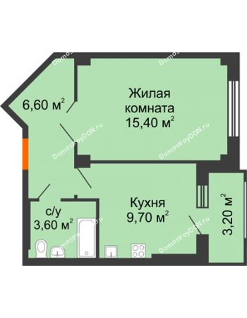1 комнатная квартира 38,5 м² в ЖК Новая Пальмира, дом № 47