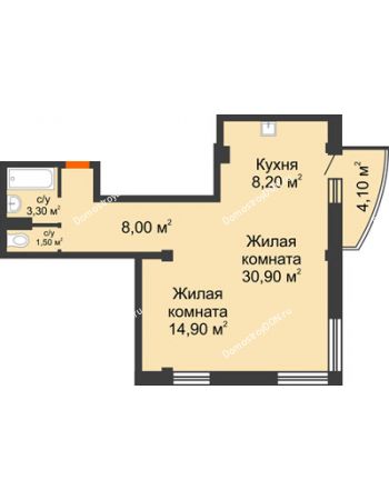 2 комнатная квартира 68 м² - ЖК Южная Башня