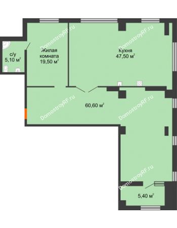 1 комнатная квартира 135,1 м² - ЖК ROLE CLEF