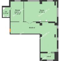1 комнатная квартира 135,1 м², ЖК ROLE CLEF - планировка