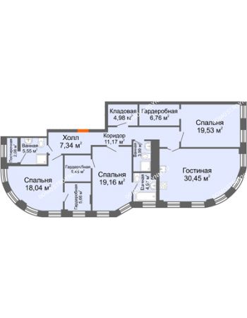 4 комнатная квартира 149,02 м² в ЖК Плотничный, дом № 1