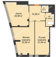 2 комнатная квартира 86,23 м² в ЖК Renaissance (Ренессанс), дом № 1 - планировка