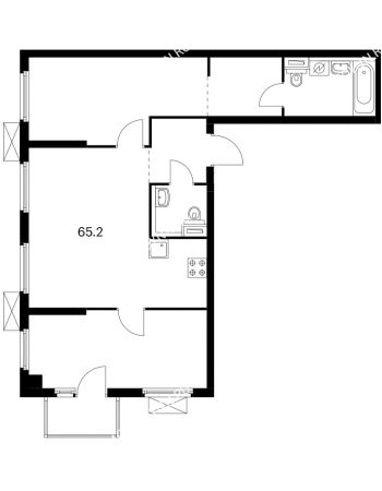 2 комнатная квартира 65,2 м² в ЖК Савин парк, дом корпус 6