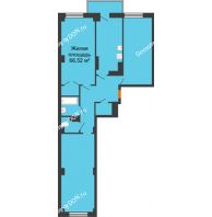 3 комнатная квартира 101,52 м² в ЖК Сокол Градъ, дом Литер 1 - планировка