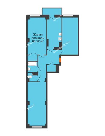 3 комнатная квартира 101,52 м² в ЖК Сокол Градъ, дом Литер 1 (8)