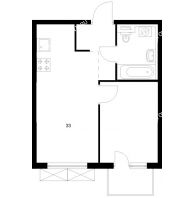 1 комнатная квартира 33 м² в ЖК Савин парк, дом корпус 8 - планировка