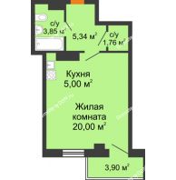 Студия 37,12 м² в ЖК Сокол на Оганова, дом Литер 1 - планировка