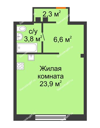Студия 36,6 м² - ЖК Красный дом