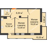 1 комнатная квартира 61,5 м², ЖК Утро - планировка