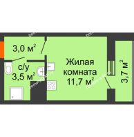 Студия 21,9 м², ЖК Космолет - планировка