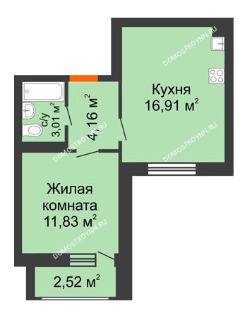 1 комнатная квартира 38,43 м² в ЖК Москва Град, дом № 61