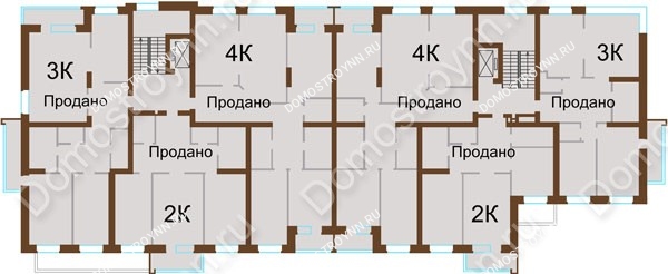 Новостройка в Нижегородском районе по адресу: г. Нижний Новгород, ул. Новая, д. 8 - планировка 2 этажа