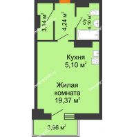 Студия 37,14 м² в ЖК Сокол на Оганова, дом Литер 1 - планировка