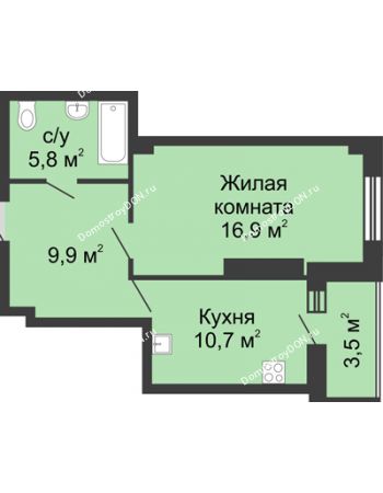 1 комнатная квартира 46,8 м² в ЖК Звездный, дом № 5