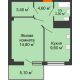 1 комнатная квартира 38,18 м² в ЖК Грин Парк, дом Литер 1 - планировка