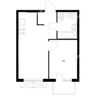 1 комнатная квартира 33 м² в ЖК Савин парк, дом корпус 8 - планировка
